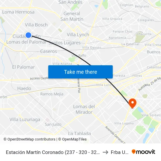 Estación Martín Coronado (237 - 320 - 326) to Frba Utn map
