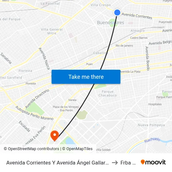 Avenida Corrientes Y Avenida Ángel Gallardo (19) to Frba Utn map