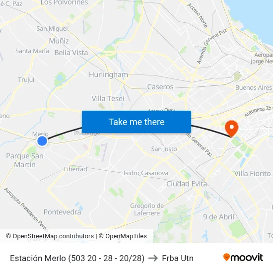 Estación Merlo (503 20 - 28 - 20/28) to Frba Utn map
