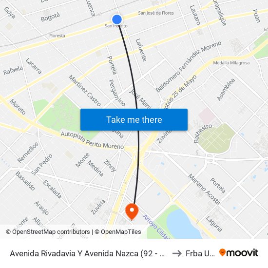 Avenida Rivadavia Y Avenida Nazca (92 - 113) to Frba Utn map