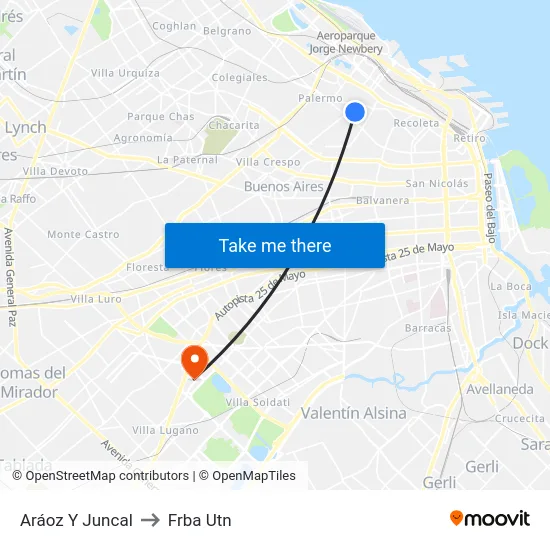 Aráoz Y Juncal to Frba Utn map