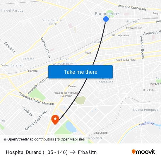 Hospital Durand (105 - 146) to Frba Utn map