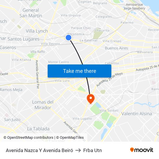 Avenida Nazca Y Avenida Beiró to Frba Utn map