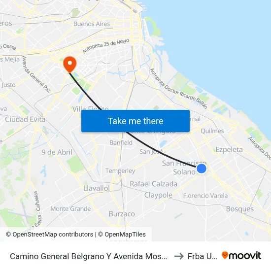 Camino General Belgrano Y Avenida Mosconi to Frba Utn map