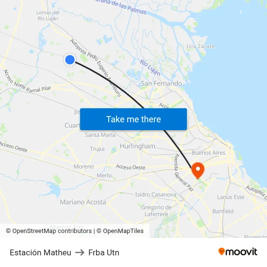 Estación Matheu to Frba Utn map