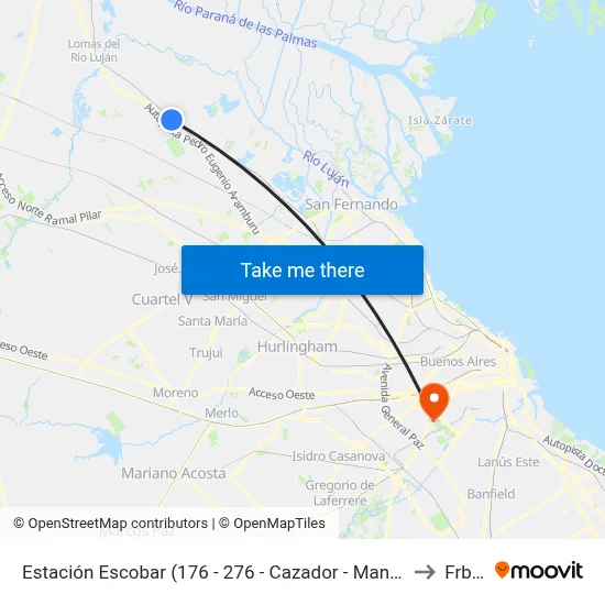 Estación Escobar (176 - 276 - Cazador - Manny - Lago - Paraná De Las Palmas) to Frba Utn map