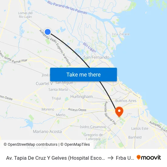 Av. Tapia De Cruz Y Gelves (Hospital Escobar) to Frba Utn map