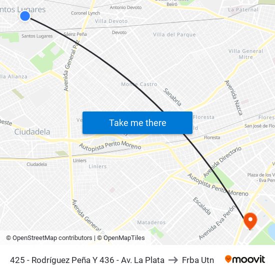 425 - Rodríguez Peña Y 436 - Av. La Plata to Frba Utn map