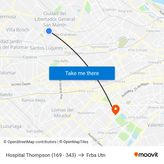 Hospital Thompson (169 - 343) to Frba Utn map