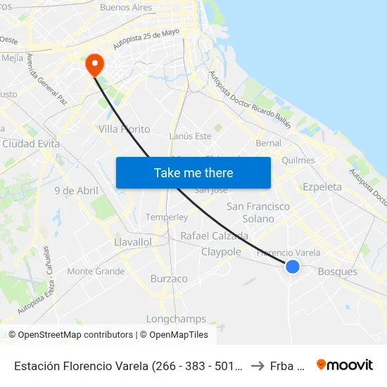 Estación Florencio Varela (266 - 383 - 501 - 504) to Frba Utn map