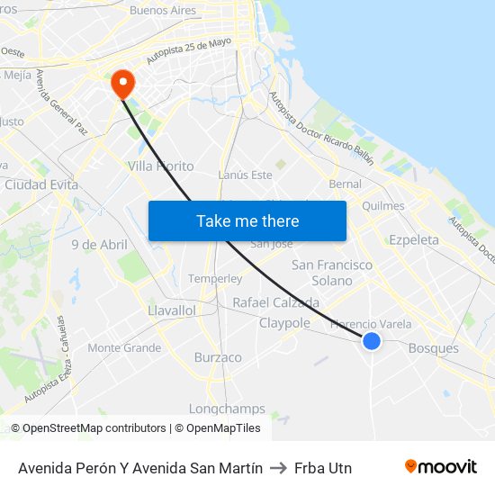 Avenida Perón Y Avenida San Martín to Frba Utn map