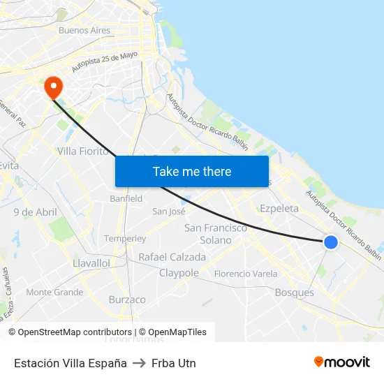 Estación Villa España to Frba Utn map