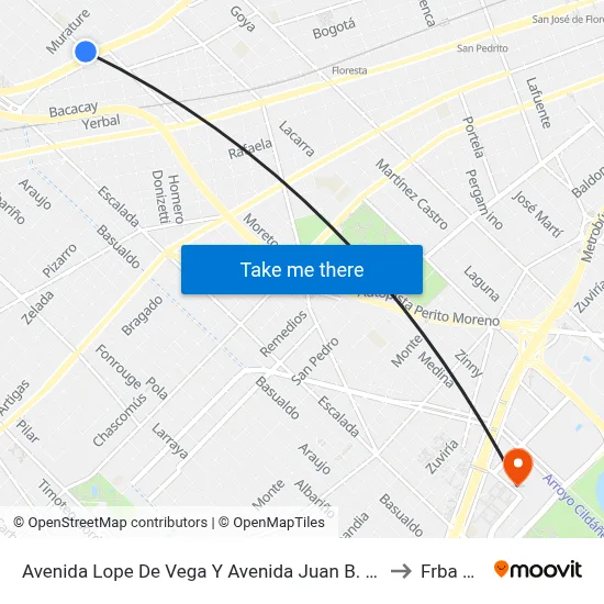 Avenida Lope De Vega Y Avenida Juan B. Justo to Frba Utn map