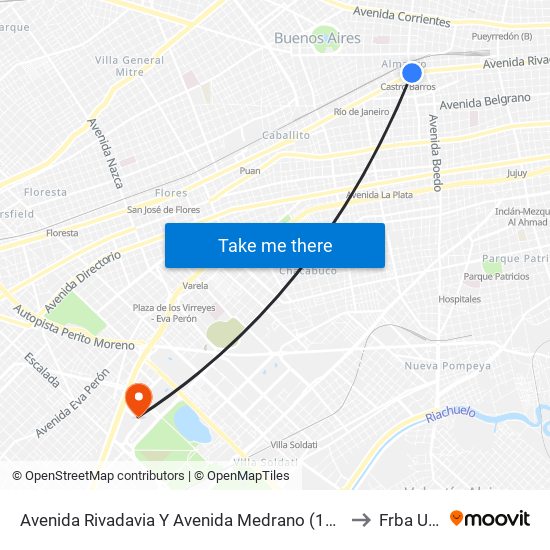 Avenida Rivadavia Y Avenida Medrano (132) to Frba Utn map