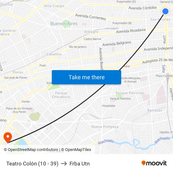Teatro Colón (10 - 39) to Frba Utn map