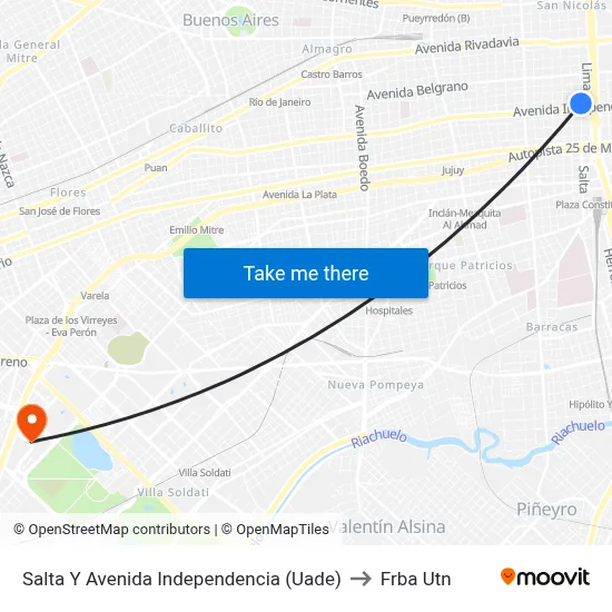 Salta Y Avenida Independencia (Uade) to Frba Utn map