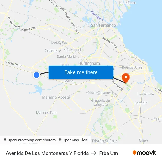 Avenida De Las Montoneras Y Florida to Frba Utn map