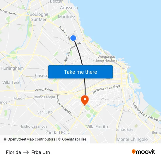 Florida to Frba Utn map