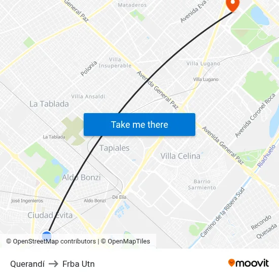 Querandí to Frba Utn map