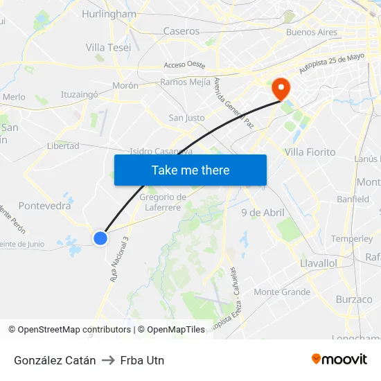 González Catán to Frba Utn map