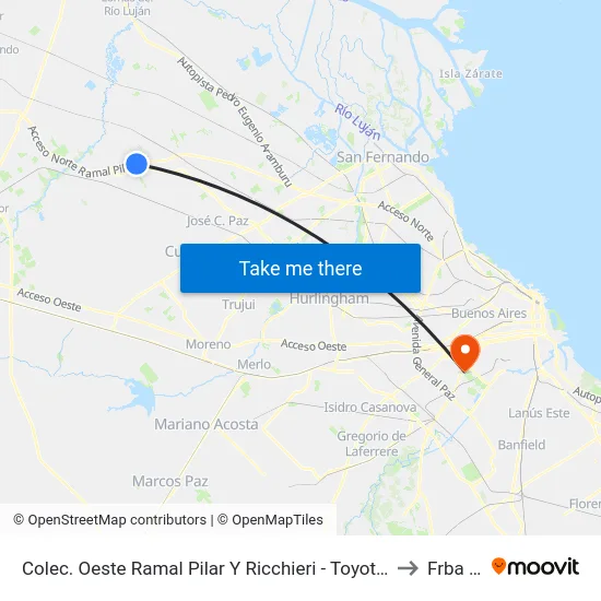Colec. Oeste  Ramal Pilar Y Ricchieri - Toyota / Pantaneti to Frba Utn map