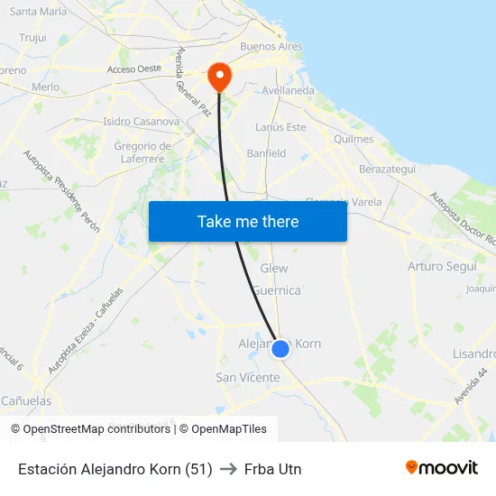 Estación Alejandro Korn (51) to Frba Utn map