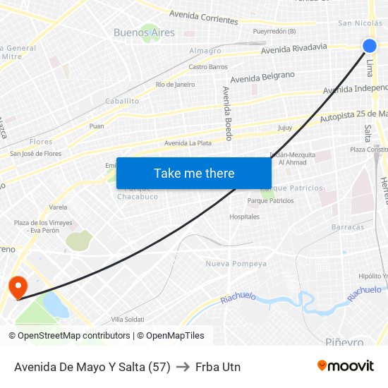 Avenida De Mayo Y Salta (57) to Frba Utn map
