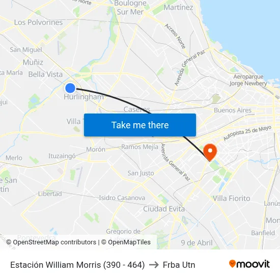 Estación William Morris (390 - 464) to Frba Utn map