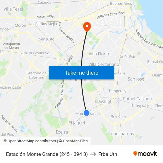 Estación Monte Grande (245 - 394 3) to Frba Utn map