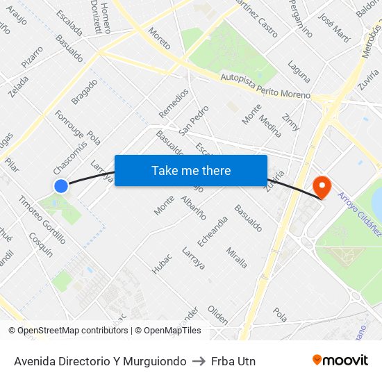 Avenida Directorio Y Murguiondo to Frba Utn map