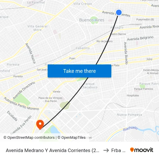 Avenida Medrano Y Avenida Corrientes (26 - 151) to Frba Utn map