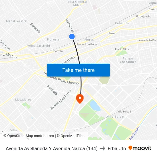 Avenida Avellaneda Y Avenida Nazca (134) to Frba Utn map