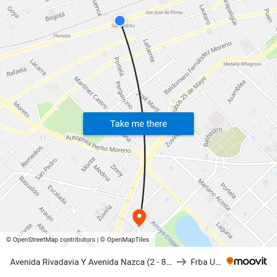 Avenida Rivadavia Y Avenida Nazca (2 - 85) to Frba Utn map