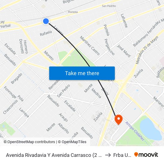 Avenida Rivadavia Y Avenida Carrasco (2 - 8) to Frba Utn map