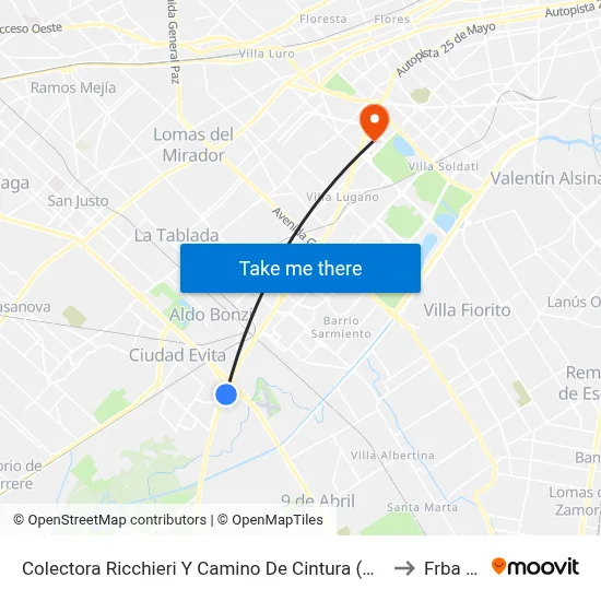Colectora Ricchieri Y Camino De Cintura (Puente 12) to Frba Utn map