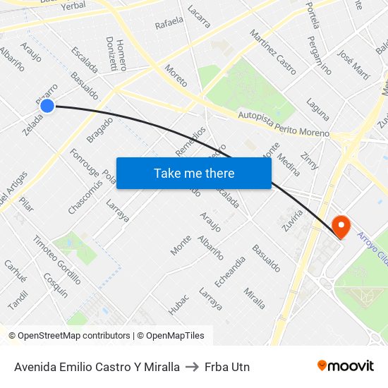 Avenida Emilio Castro Y Miralla to Frba Utn map