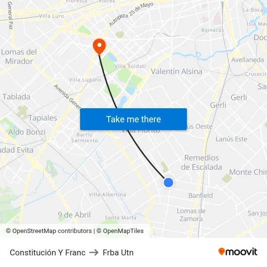 Constitución Y Franc to Frba Utn map