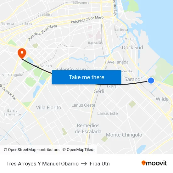 Tres Arroyos Y Manuel Obarrio to Frba Utn map