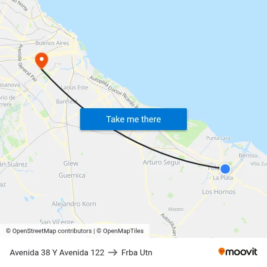 Avenida 38 Y Avenida 122 to Frba Utn map