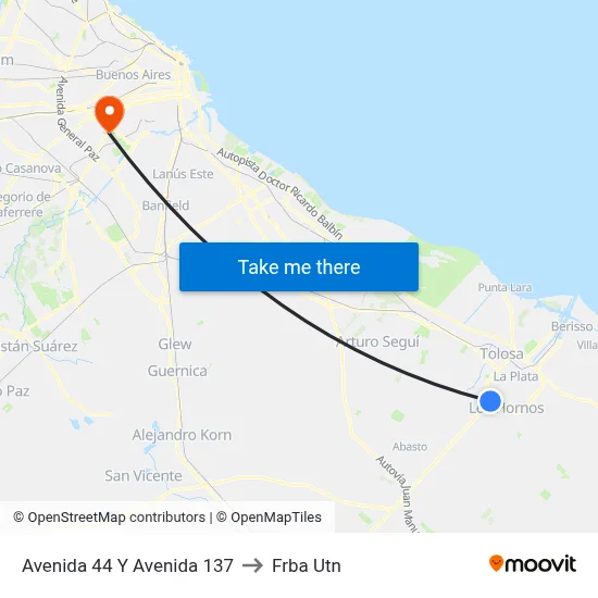 Avenida 44 Y Avenida 137 to Frba Utn map
