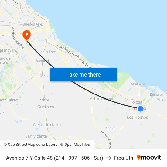 Avenida 7 Y Calle 48 (214 - 307 - 506 - Sur) to Frba Utn map