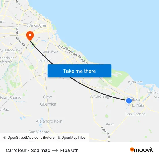 Carrefour / Sodimac to Frba Utn map