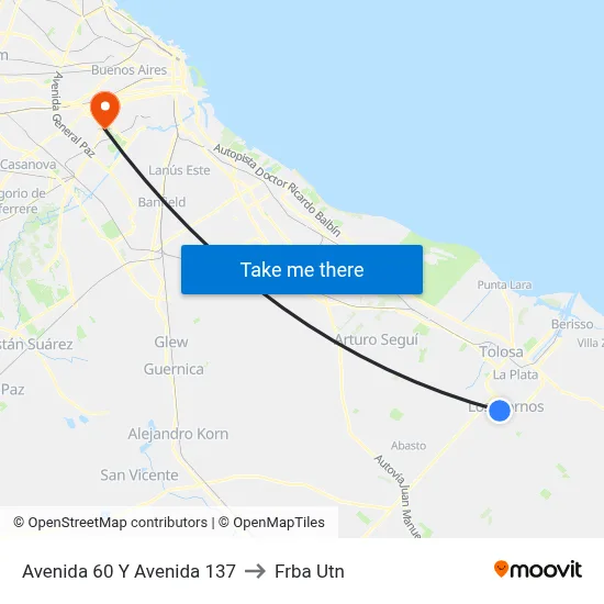 Avenida 60 Y Avenida 137 to Frba Utn map