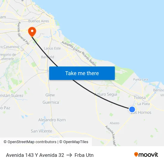 Avenida 143 Y Avenida 32 to Frba Utn map