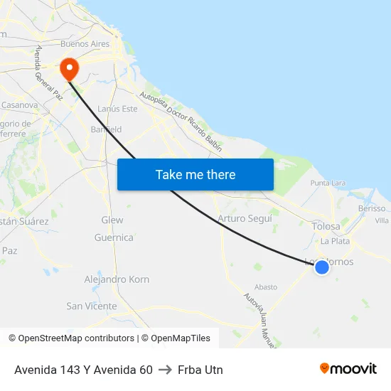Avenida 143 Y Avenida 60 to Frba Utn map