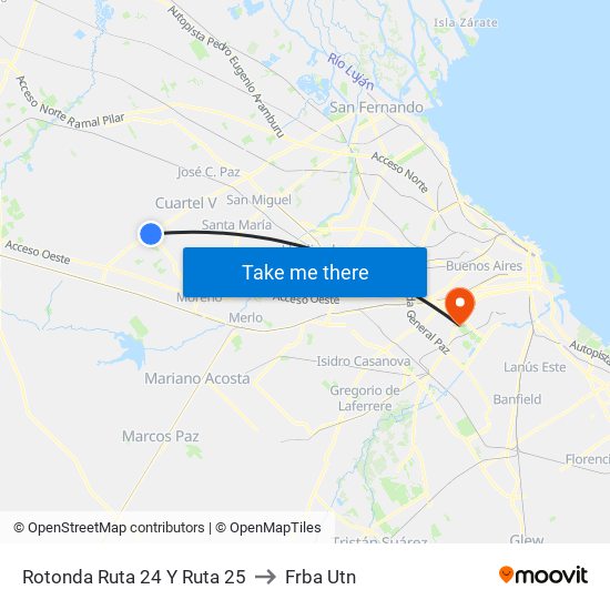 Rotonda Ruta 24 Y Ruta 25 to Frba Utn map