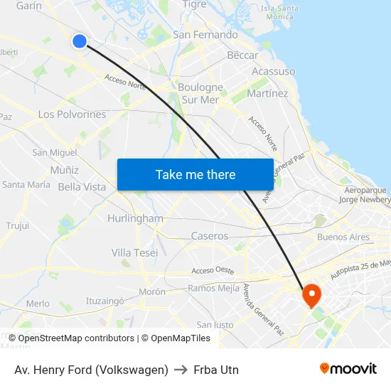 Av. Henry Ford (Volkswagen) to Frba Utn map