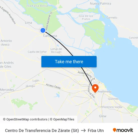 Centro De Transferencia De Zárate (Sit) to Frba Utn map