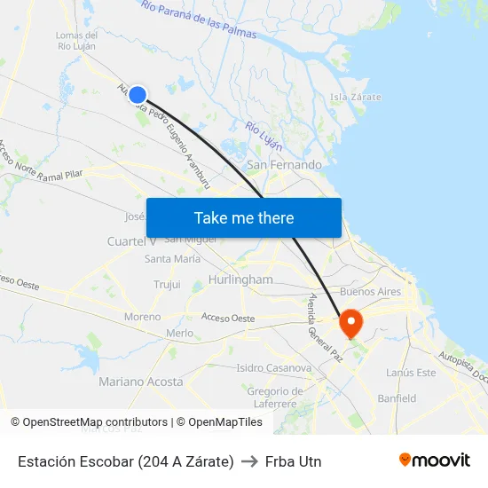 Estación Escobar (204 A Zárate) to Frba Utn map