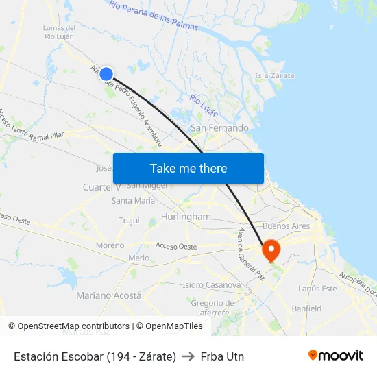 Estación Escobar (194 - Zárate) to Frba Utn map